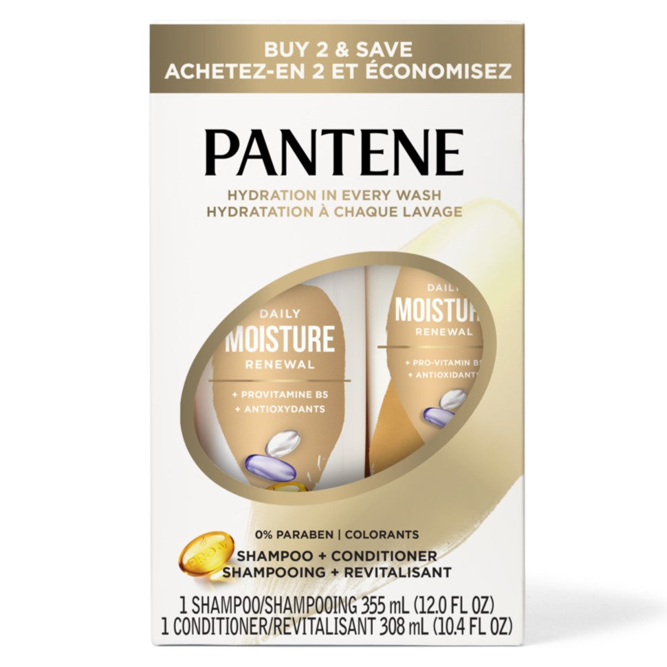 Pantene Daily Moisture Renewal 72 Hr Lush Moisture Shampoo 12.0oz & Conditioner 10.4oz Dual Pack - (12.0+10.4)oz/4pk