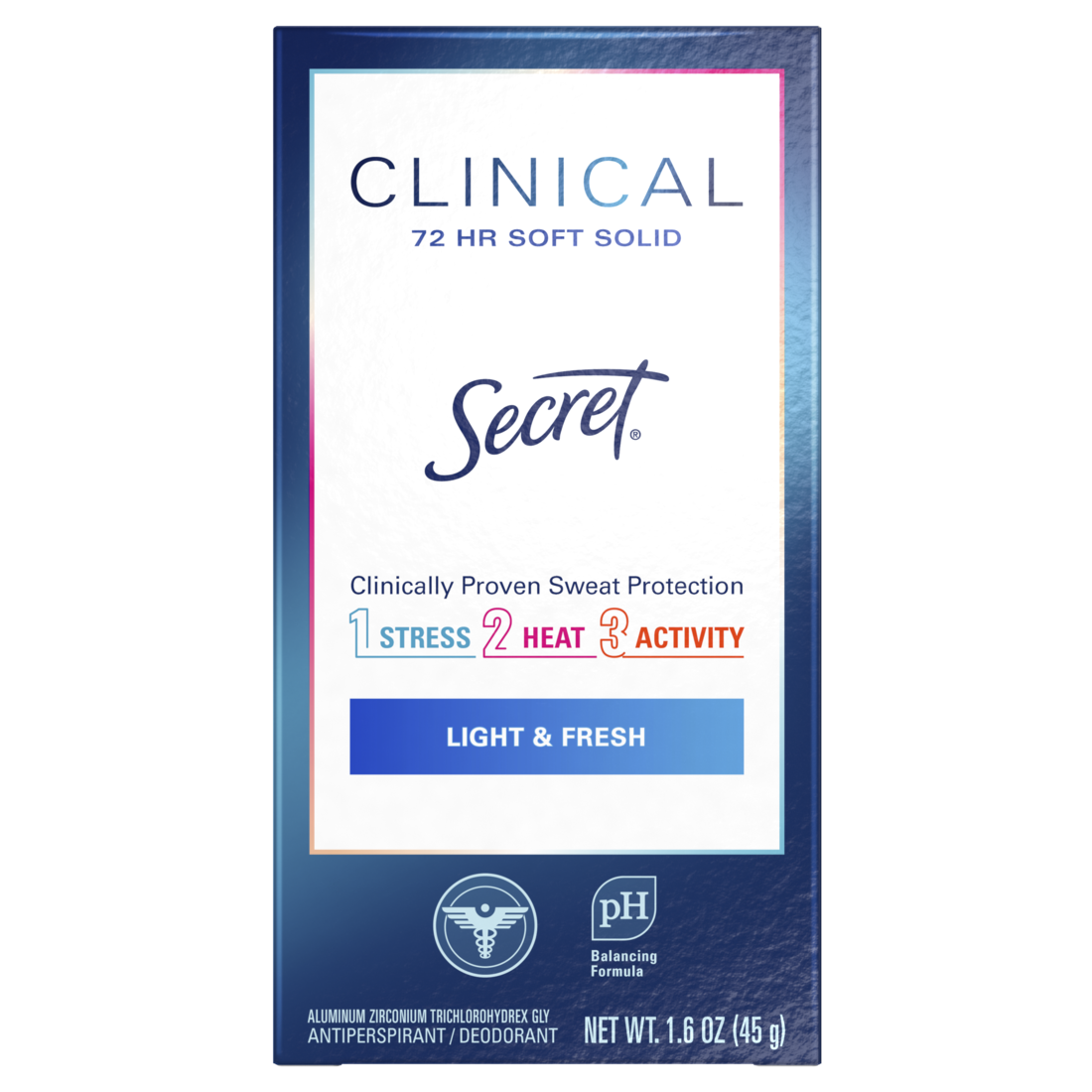 Secret Clinical Strength Soft Solid Antiperspirant And Deodorant For Women Light & Fresh - 1.6oz/12pk