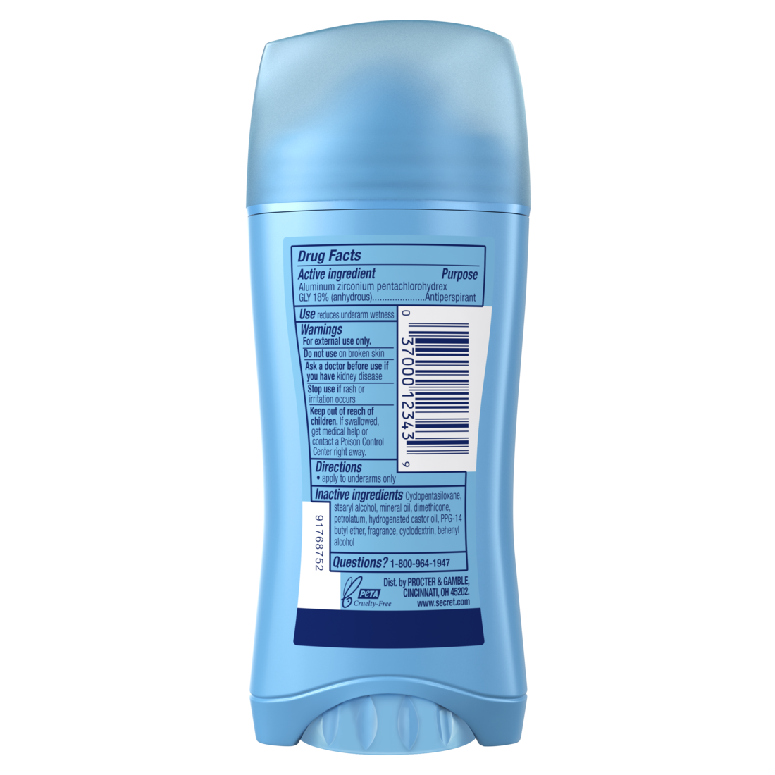 Secret Invisible Solid Antiperspirant And Deodorant Powder Fresh - 2.6oz/12pk