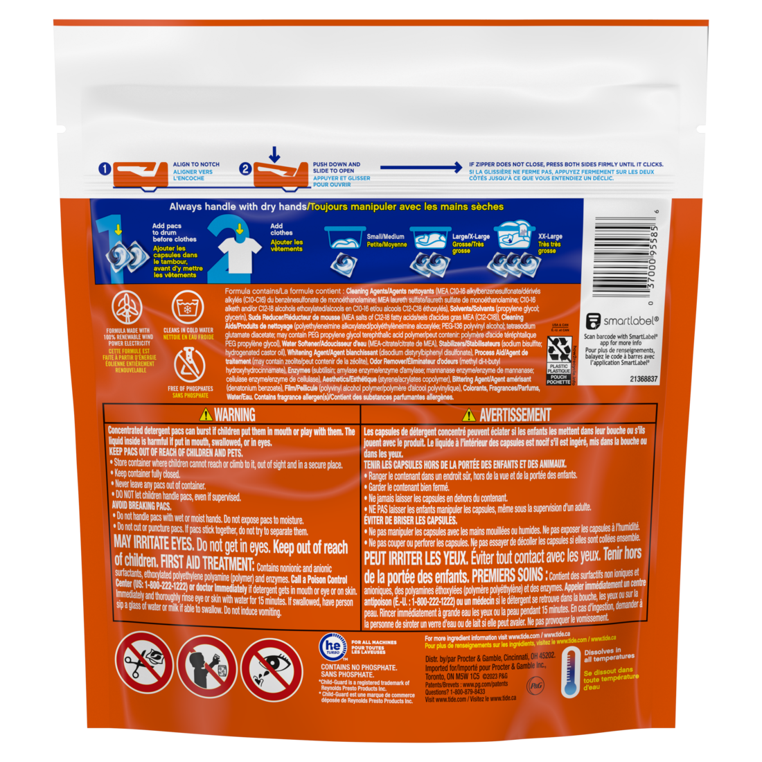 Tide Pods Laundry Detergent Original Scent 3-in-1 Stain Remover Odor Fighter Color Protector Concentrated Laundry Soap Pacs - 20ct/6pk