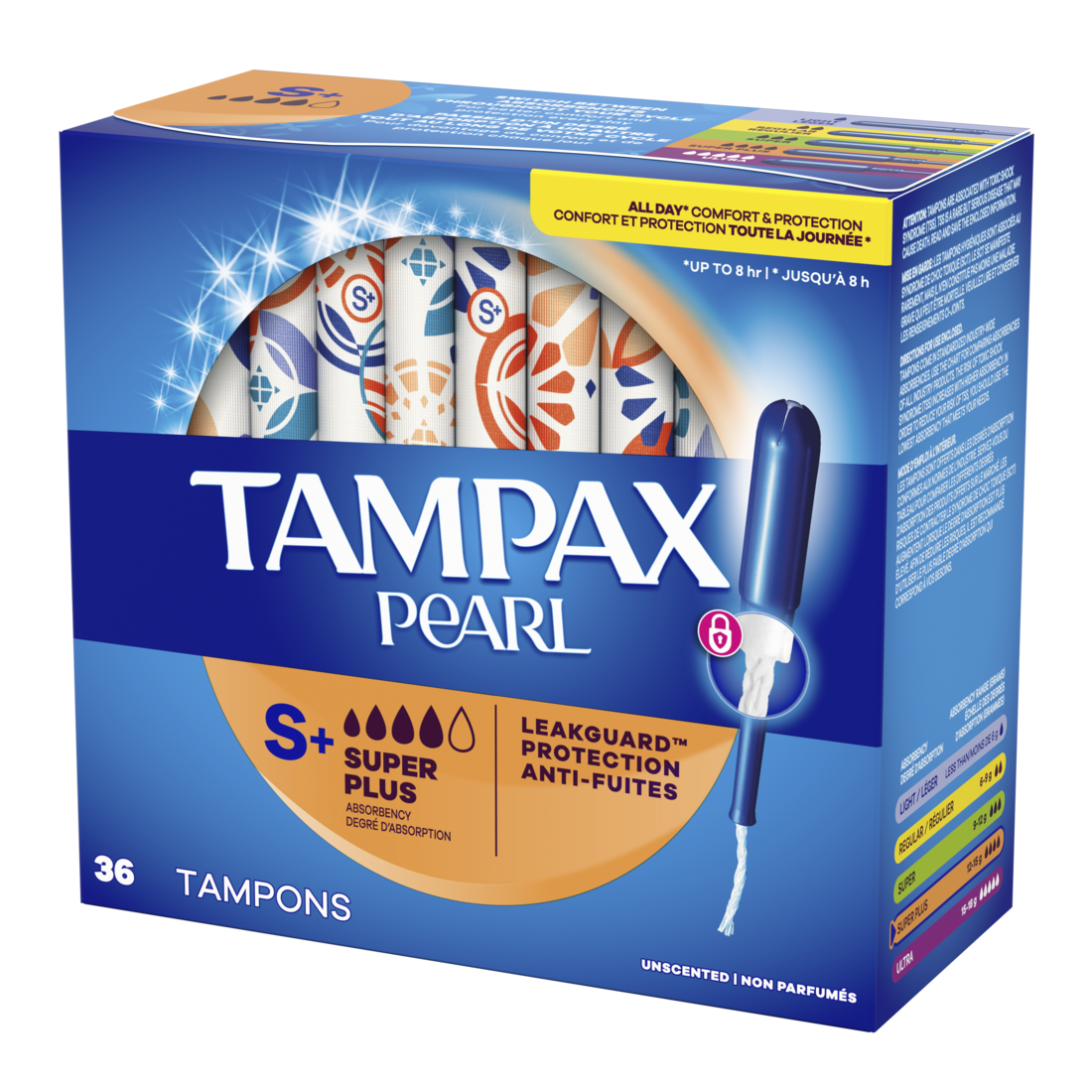Tampax Pearl Tampons With Leakguard Braid Super Plus Absorbency Unscented - 36ct/12pk