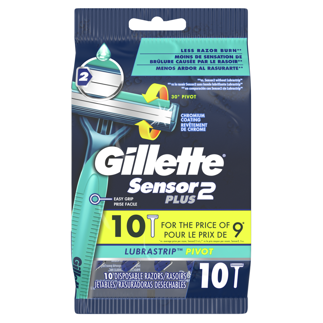 Gillette Sensor2 Plus Pivoting Head Men's Disposable Razors - 10ct/6pk