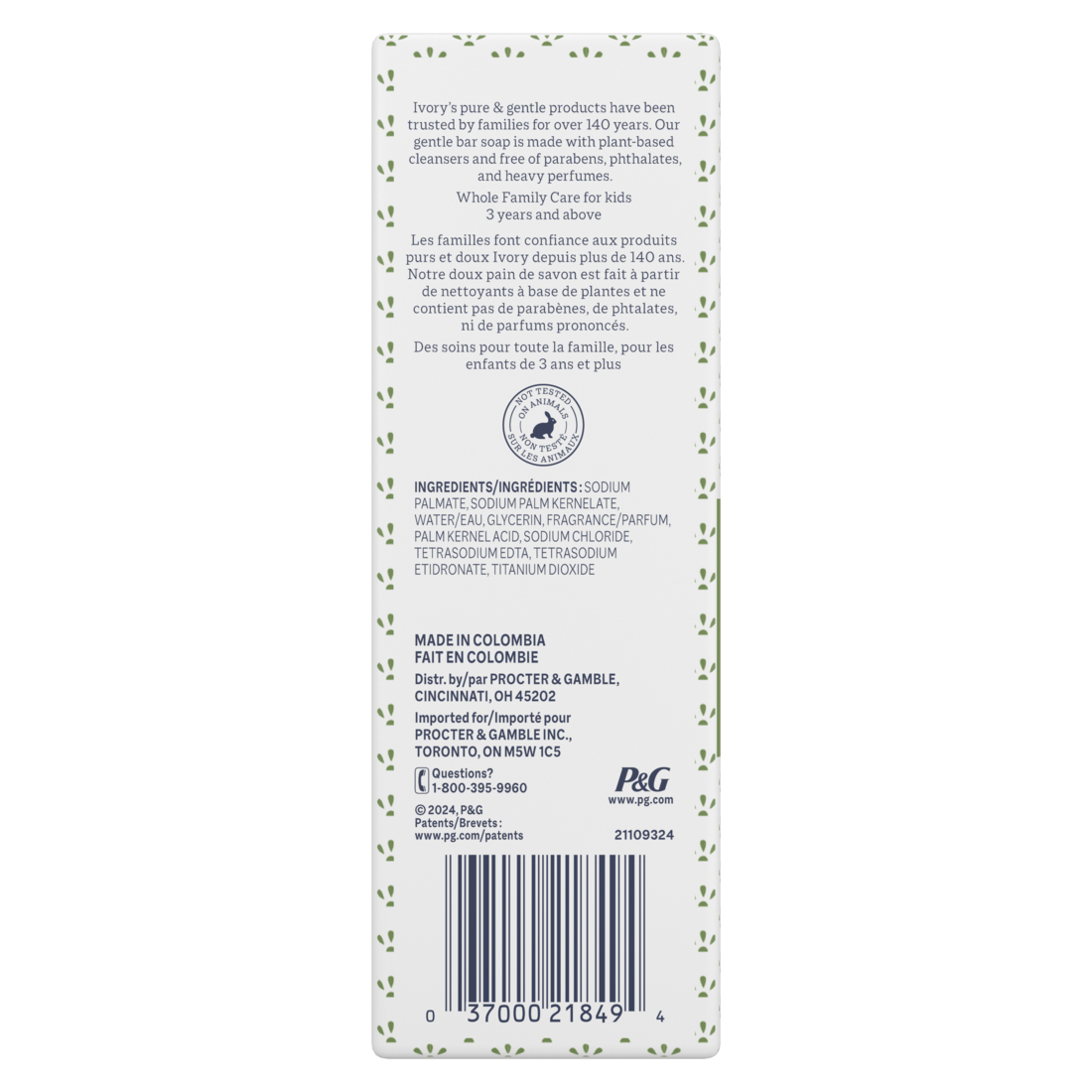 Ivory Gentle Bar Soap Soothing Notes Of Aloe - (10x3.17)oz/12pk