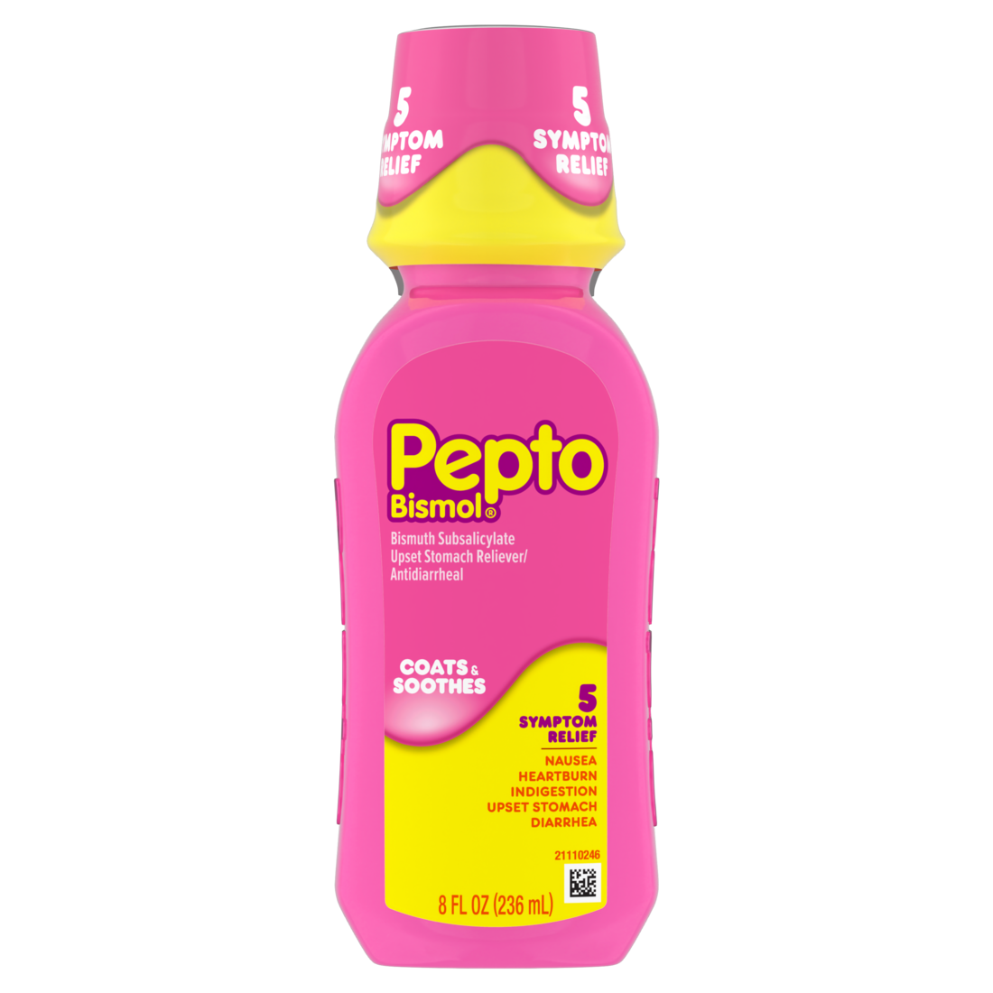 Pepto Bismol Liquid Upset Stomach Relief Nausea Relief Heartburn Relief Indigestion Relief Anti Diarrhea Medication For Adults - 5 Symptom Fast Relief - 8oz/12pk