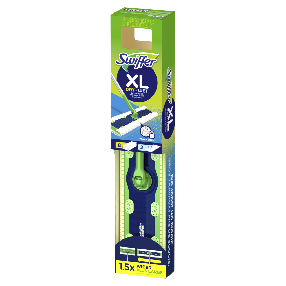 Swiffer Sweeper XL 2-in-1 Dry + Wet Floor Mopping And Sweeping Kit Multi-Surface Kit For Floor Cleaning Kit Includes 1 XL Sweeper 8 XL Dry Sweeping Cloths 2 XL Wet Mopping Cloths - 1kit/4pk