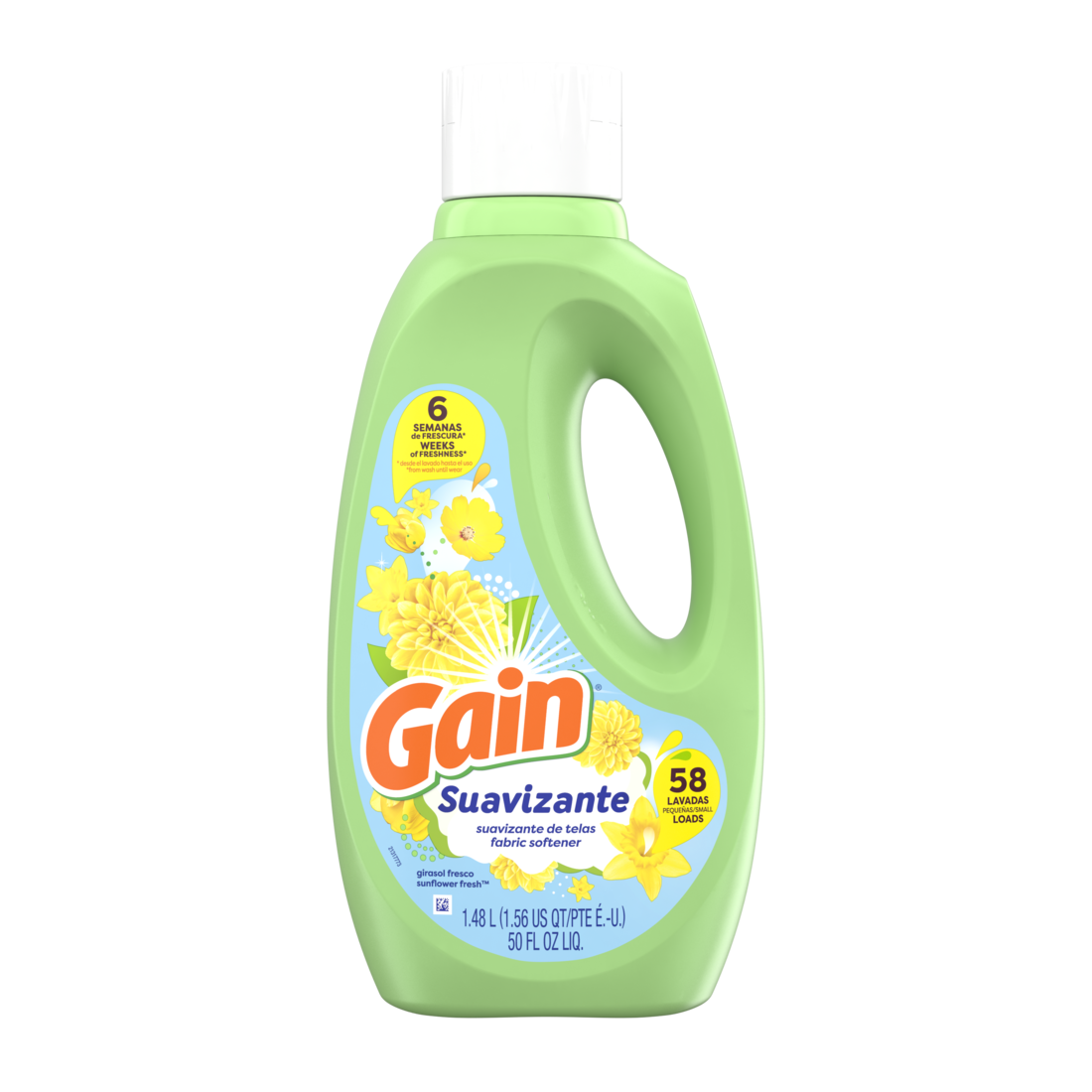 Gain Suavizante Liquid Fabric Softener Sunflower Fresh Scent 58 Loads - 50oz/4pk