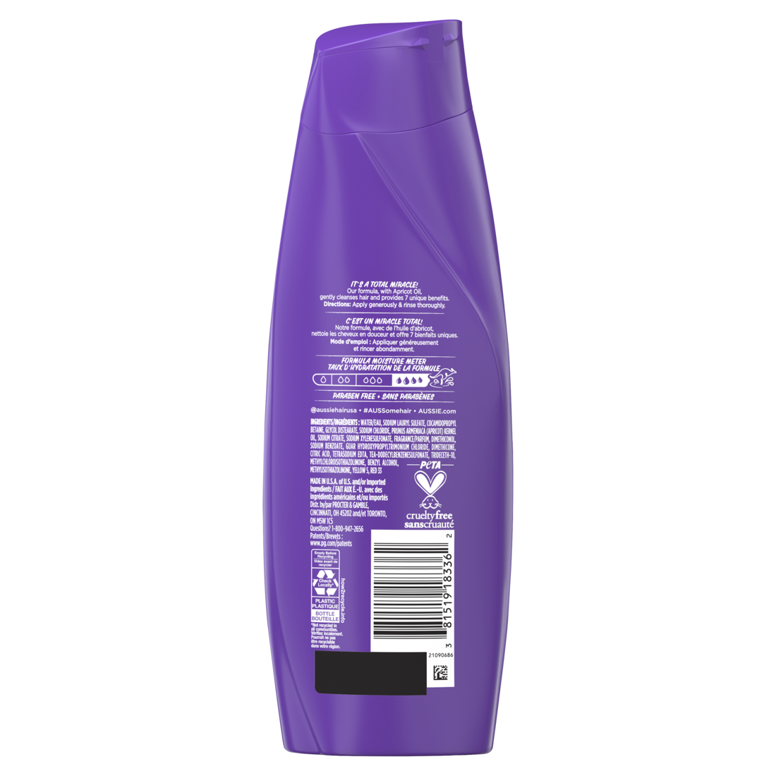 Aussie Total Miracle 7 Benefit Shampoo For Dry Damaged Hair Of All Types Paraben-Free - 12.1oz/6pk