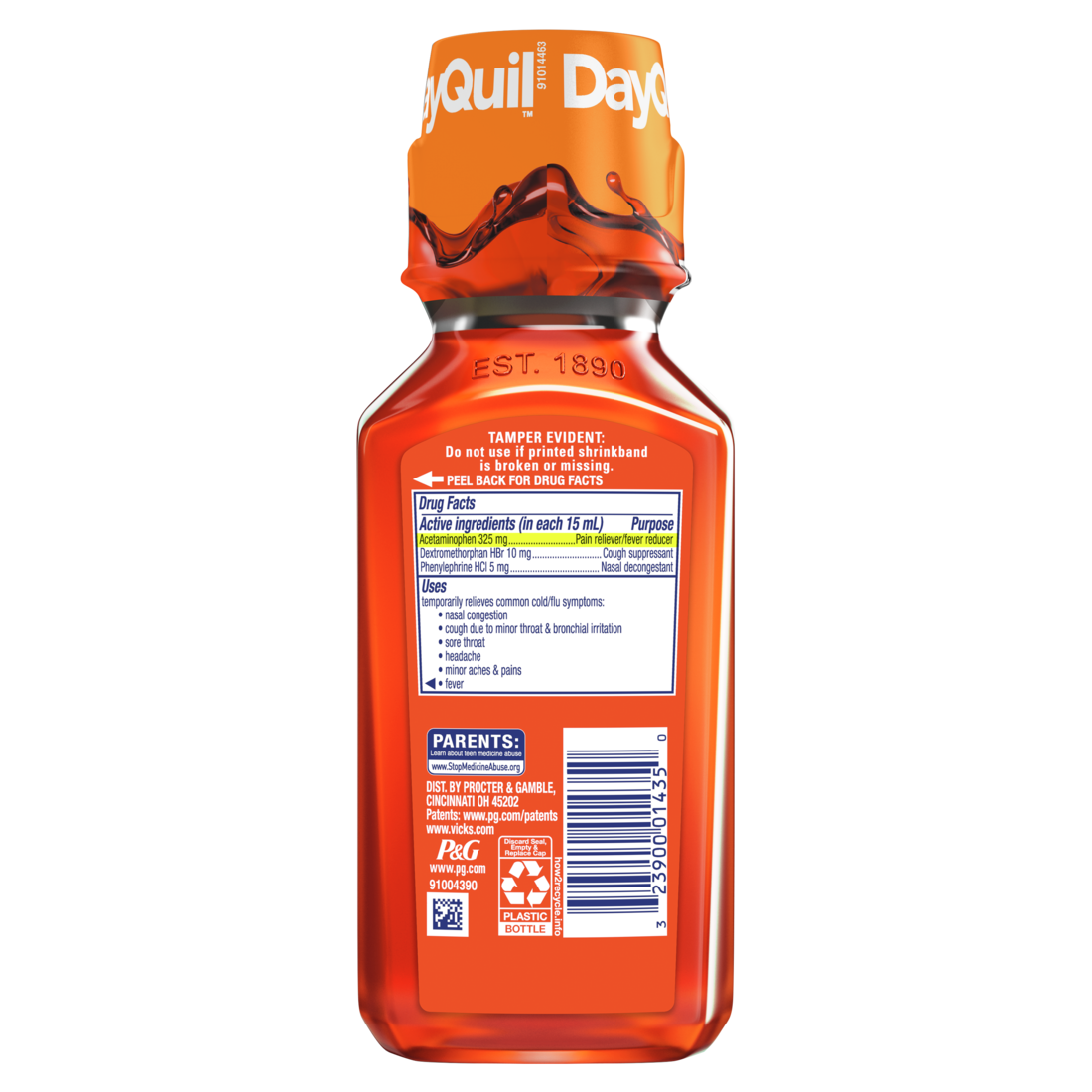Vicks Dayquil Cold & Flu Relief Liquid Over-The-Counter Medicine Non-Drowsy Powerful Multi-Symptom Daytime Relief For Headache Fever Sore Throat Minor Aches And Pains Nasal Congestion Sinus Pressure And Cough - 8oz/12pk