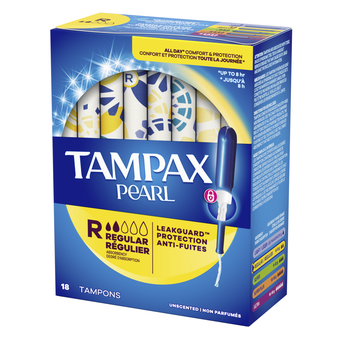 Tampax Pearl Tampons With Leakguard Braid Regular Absorbency Unscented - 18ct/12pk