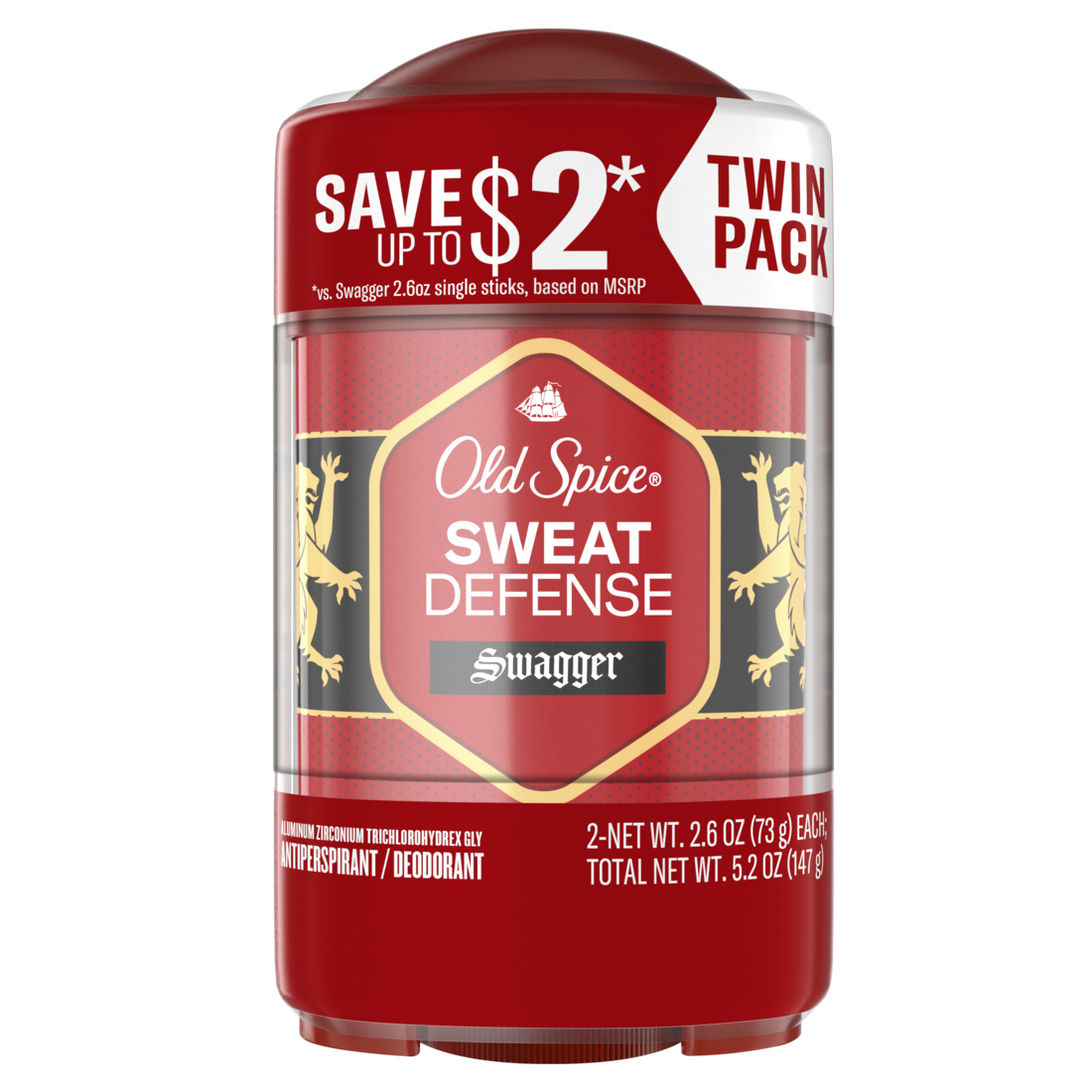 Old Spice Antiperspirant And Deodorant For Men 24/7 Sweat And Odor Protection Swagger  With Cedarwood Scent Soft Solid Twin Pack - (2x2.6)oz/6pk