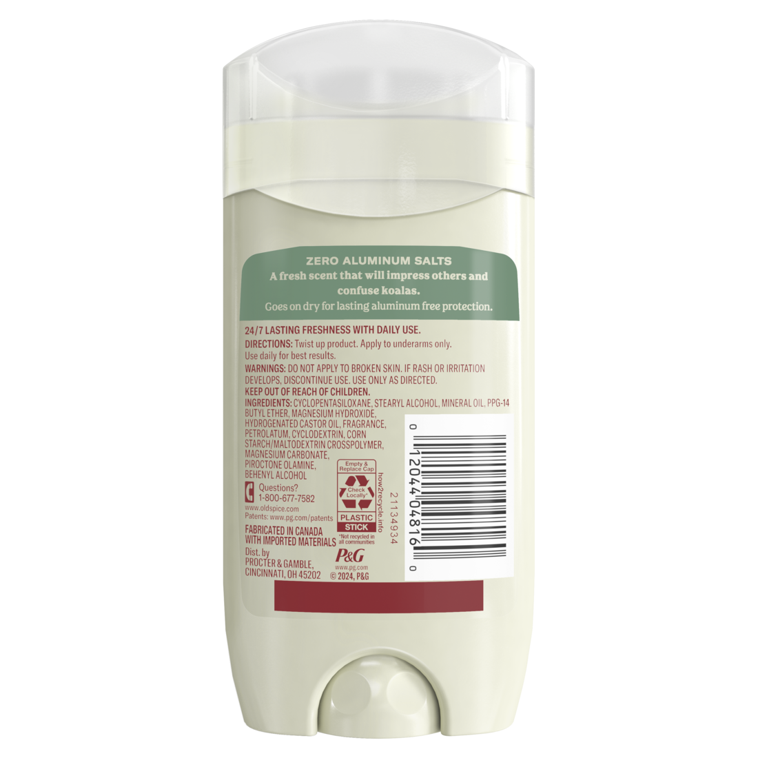 Old Spice Gentleman's Deodorant With Eucalyptus And Coconut Oil Aluminum Free 24/7 Freshness - 3oz/12pk
