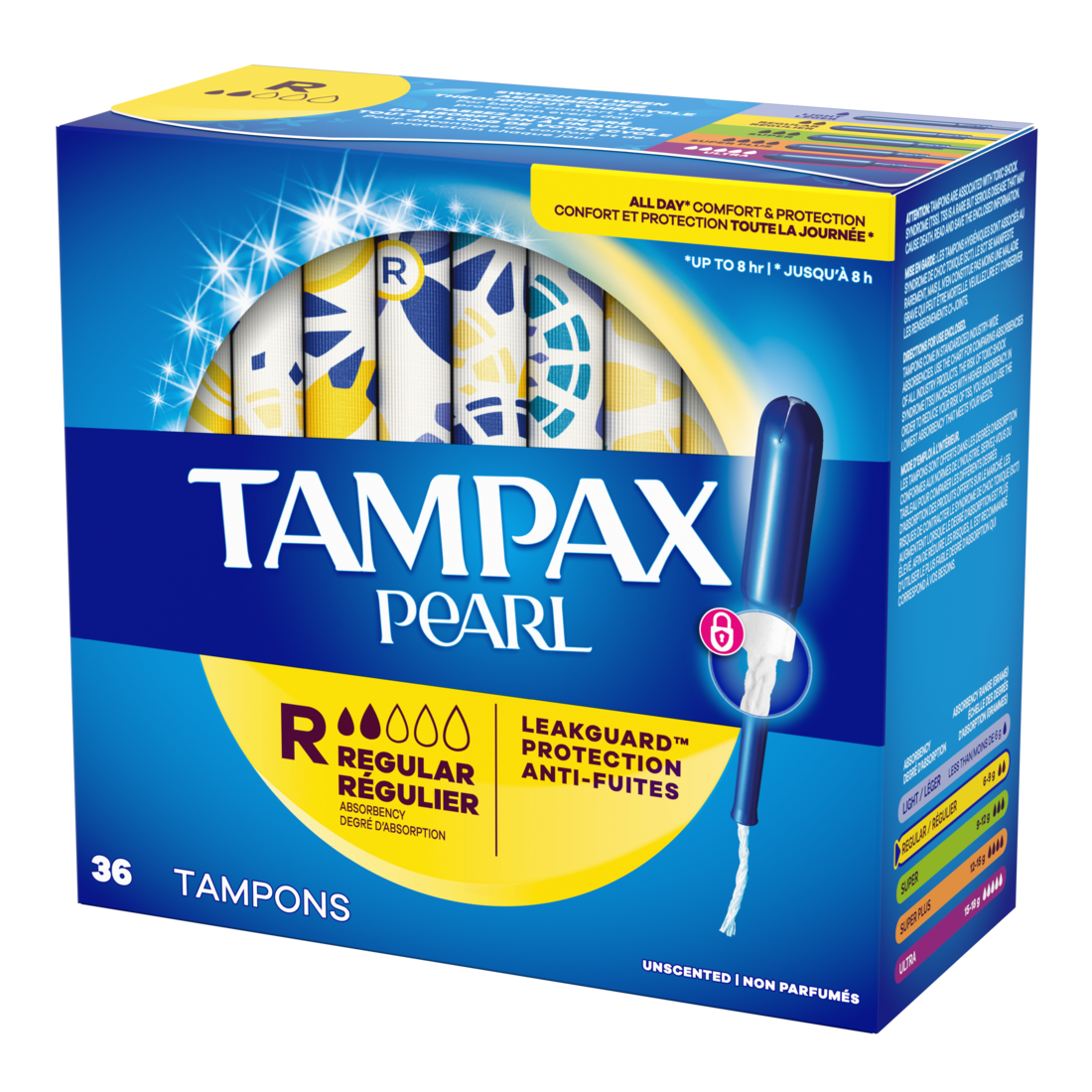 Tampax Pearl Tampons With Leakguard Braid Regular Absorbency Unscented - 36ct/12pk
