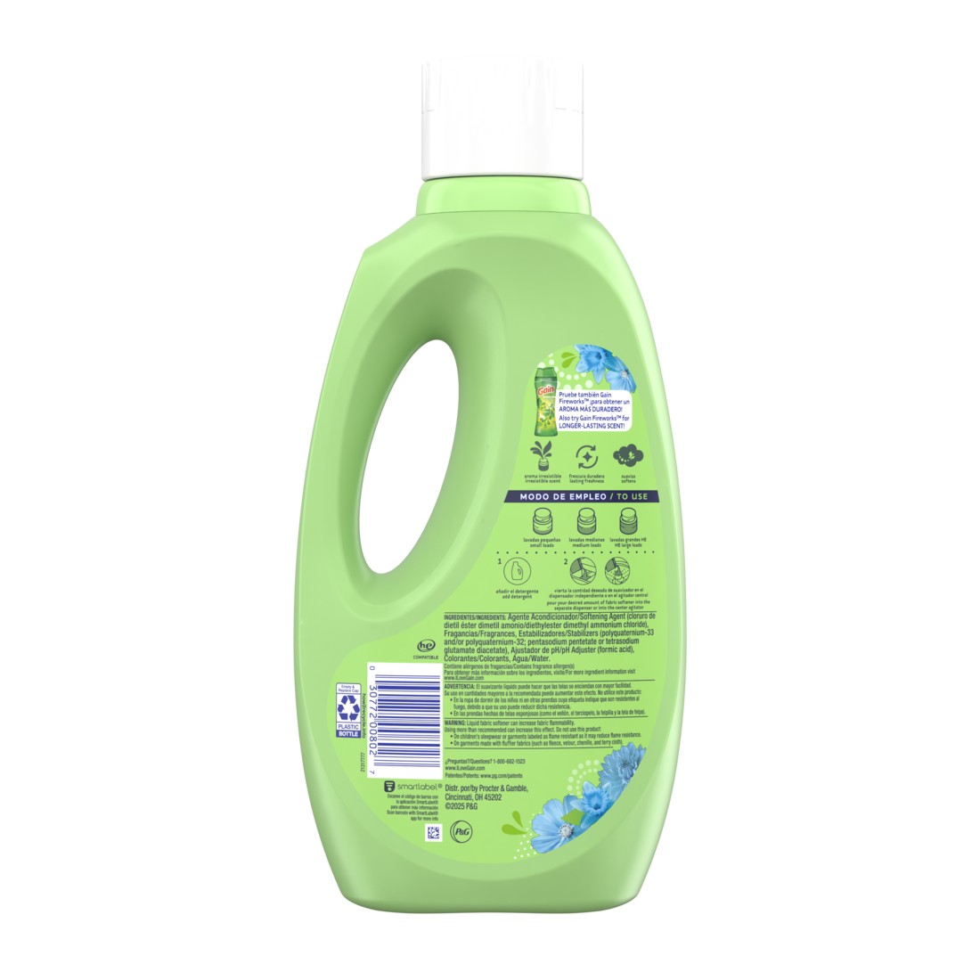 Gain Suavizante Liquid Fabric Softener Blue Blossoms Scent 58 Loads - 50oz/4pk