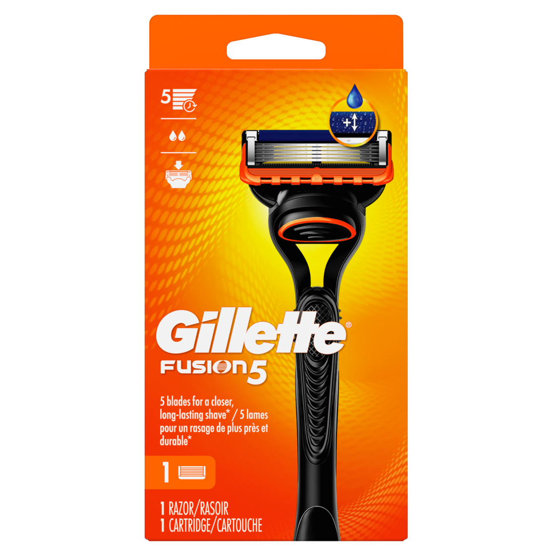Gillette Fusion5 Shaving Razor For Men 1 Razor Handle 1 Razor Blade Refill With Larger Lubrication Strip And Precision Trimmer For Men - 1set/6pk