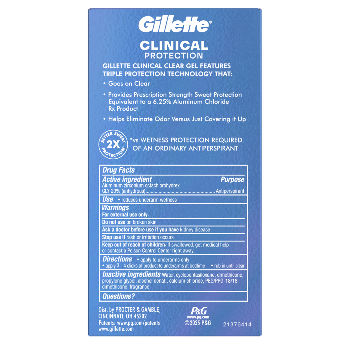 Gillette Clinical Protection Clear Gel Antiperspirant And Deodorant For Men Cool Wave Scent - 1.6oz/12pk