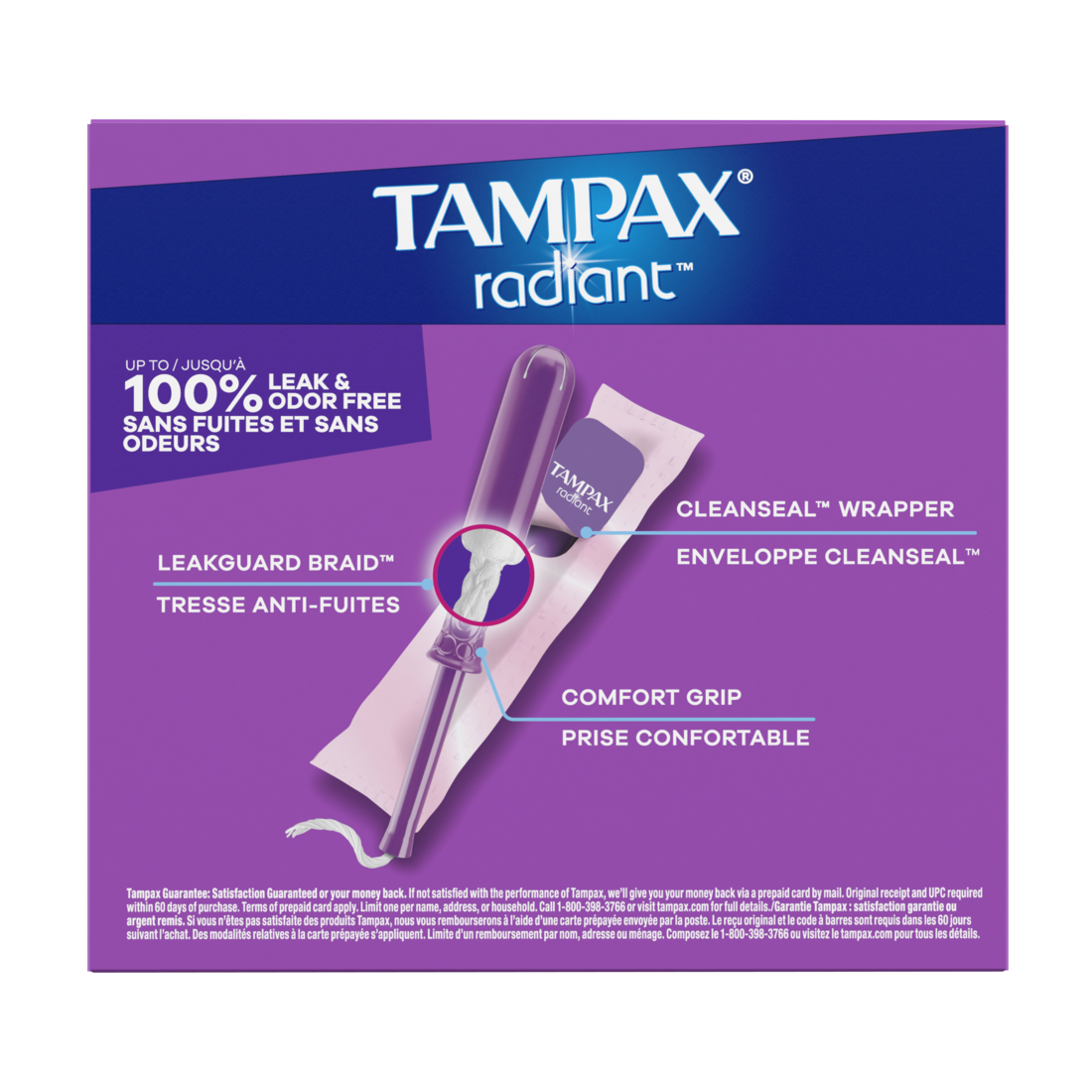 Tampax Radiant Tampons Multipack With Leakguard Braid Regular/Super Absorbency Unscented - 28ct/6pk