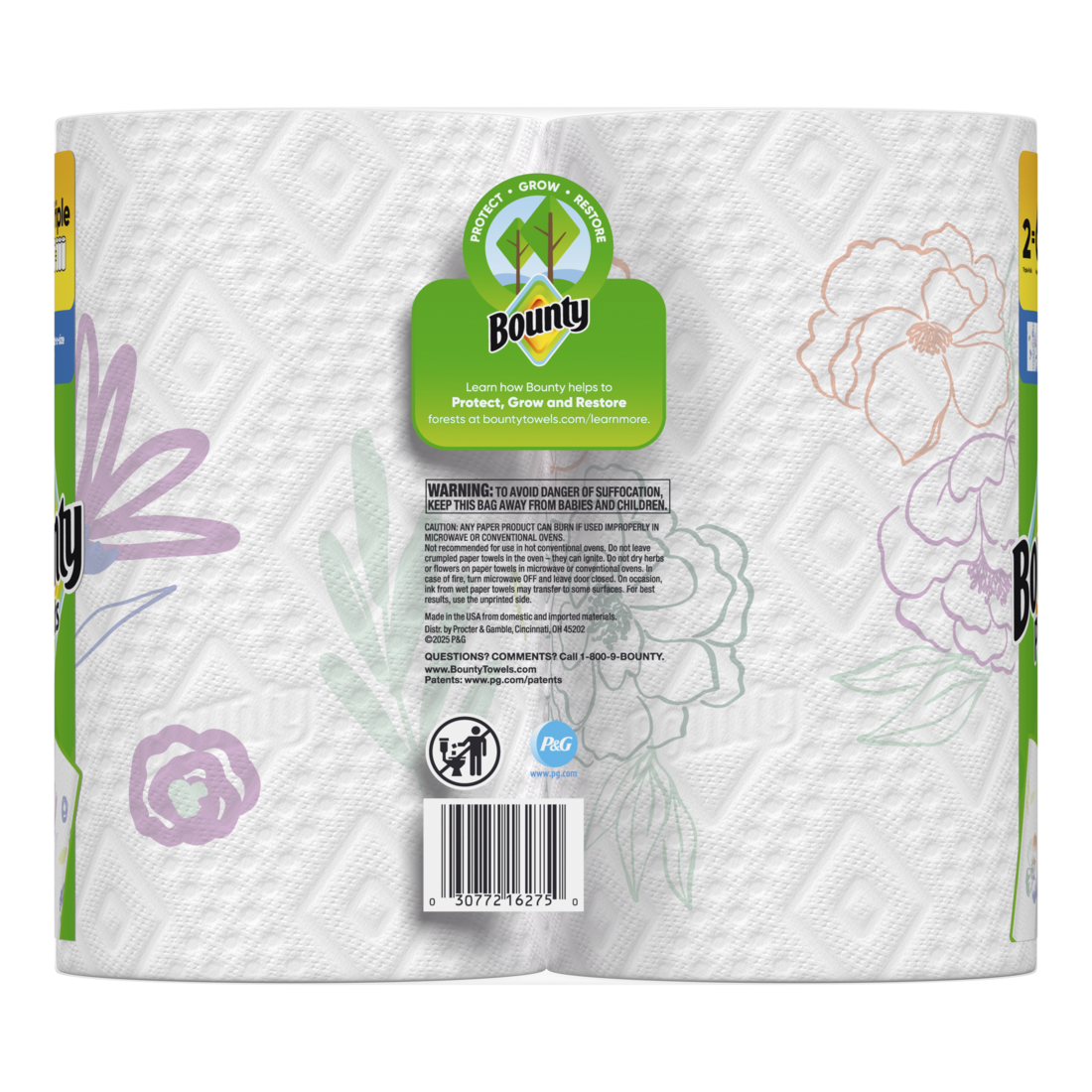 Bounty Paper Towels Select-A-Size Print 2 Triple Rolls 123 Sheets Per Roll - 2ct/6pk