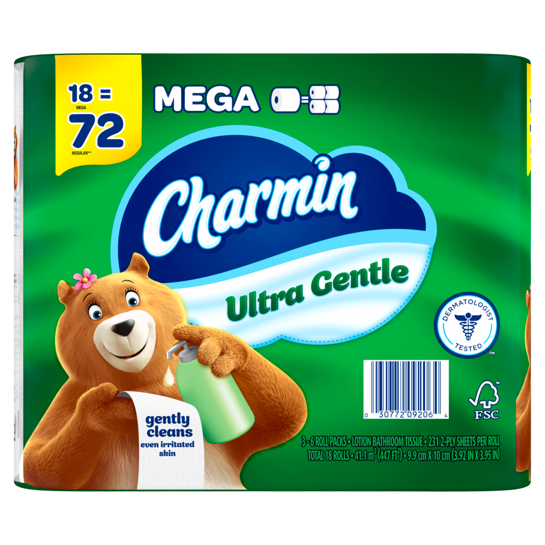 Charmin Toilet Paper Ultra Gentle 18 Mega Rolls 2-Ply Bath Tissue 231 Sheets Per Roll - 18ct/1pk