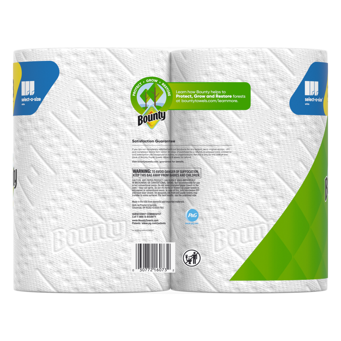 Bounty Paper Towels Select-A-Size White 2 Mega Rolls 164 Sheets Per Roll - 2ct/6pk
