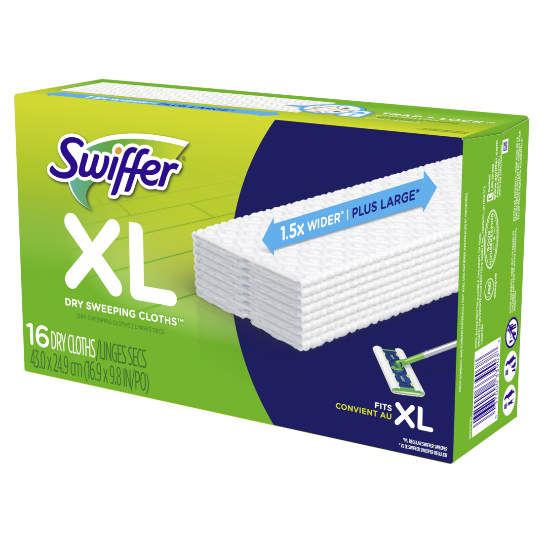 Swiffer Sweep + Mop Xl Dry Pads Refill Floor Cleaner Cleaning Cloths Unscented - 16ct/4pk