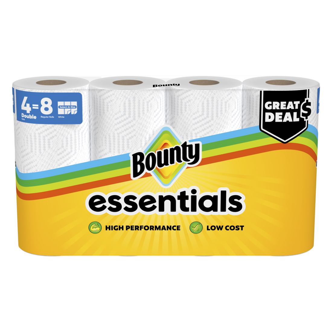Bounty Paper Towels Essentials Select-A-Size 4 Double Rolls White 108 Sheets Per Roll - 4ct/6pk