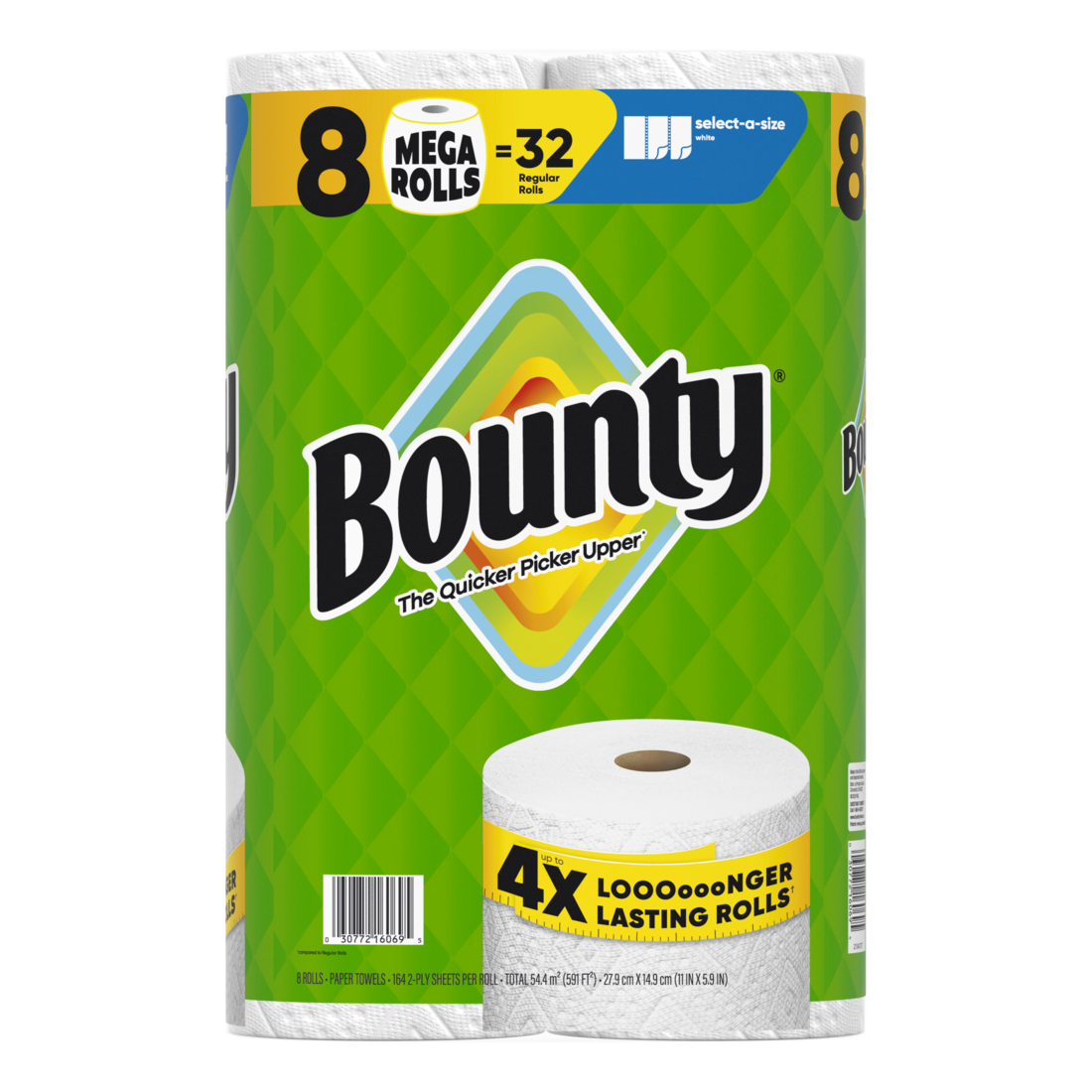 Bounty Paper Towels Select-A-Size White 8 Mega Rolls 164 Sheets Per Roll - 8ct/1pk