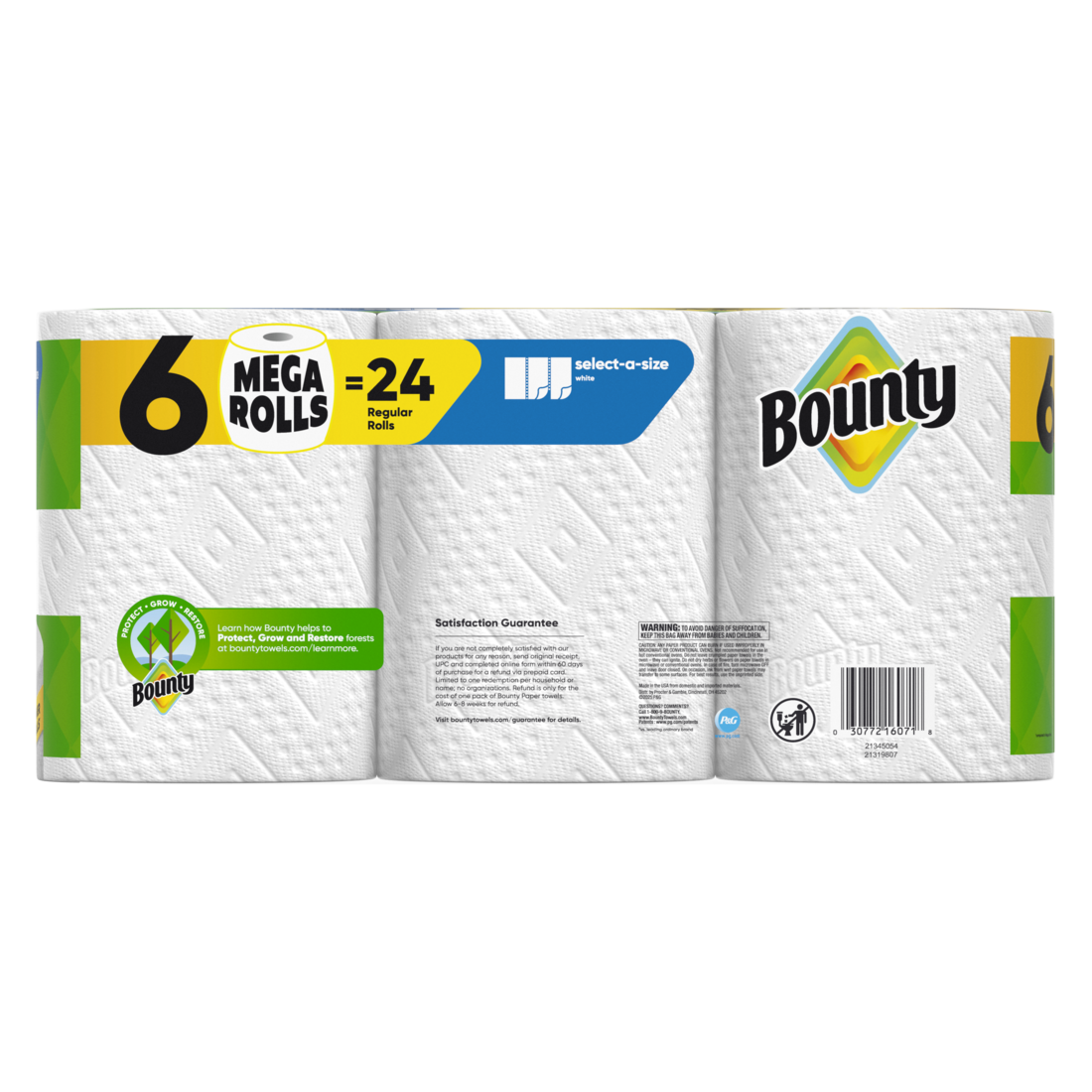 Bounty Paper Towels Select-A-Size White 6 Mega Rolls 164 Sheets Per Roll - 6ct/1pk