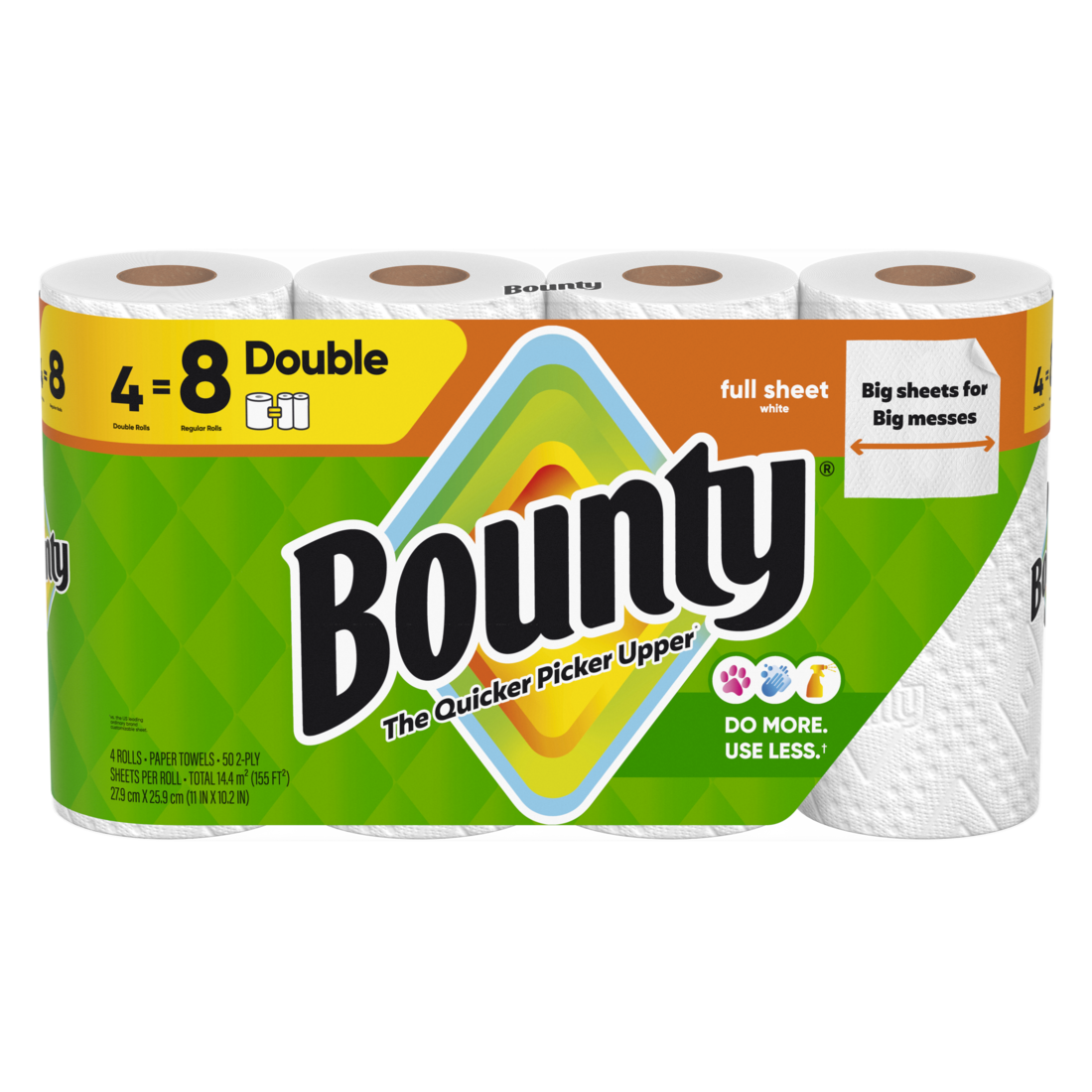 Bounty Paper Towels Full Sheet White 4 Double Rolls 50 Sheets Per Roll - 4ct/6pk