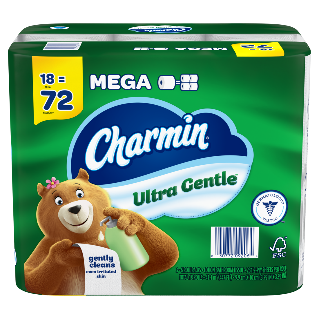 Charmin Toilet Paper Ultra Gentle 18 Mega Rolls 2-Ply Bath Tissue 231 Sheets Per Roll - 18ct/1pk