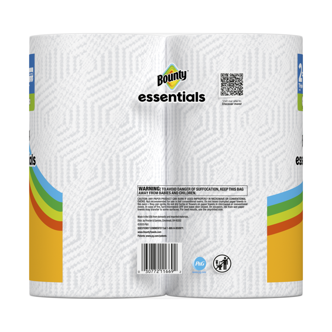 Bounty Paper Towels Essentials Select-A-Size 2 Triple Rolls White 162 Sheets Per Roll - 2ct/6pk