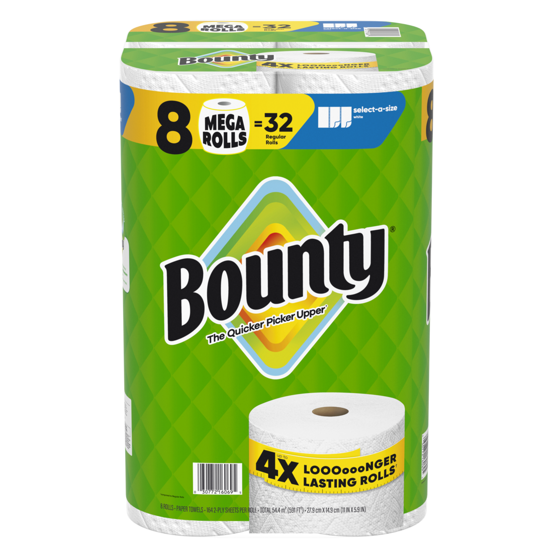Bounty Paper Towels Select-A-Size White 8 Mega Rolls 164 Sheets Per Roll - 8ct/1pk