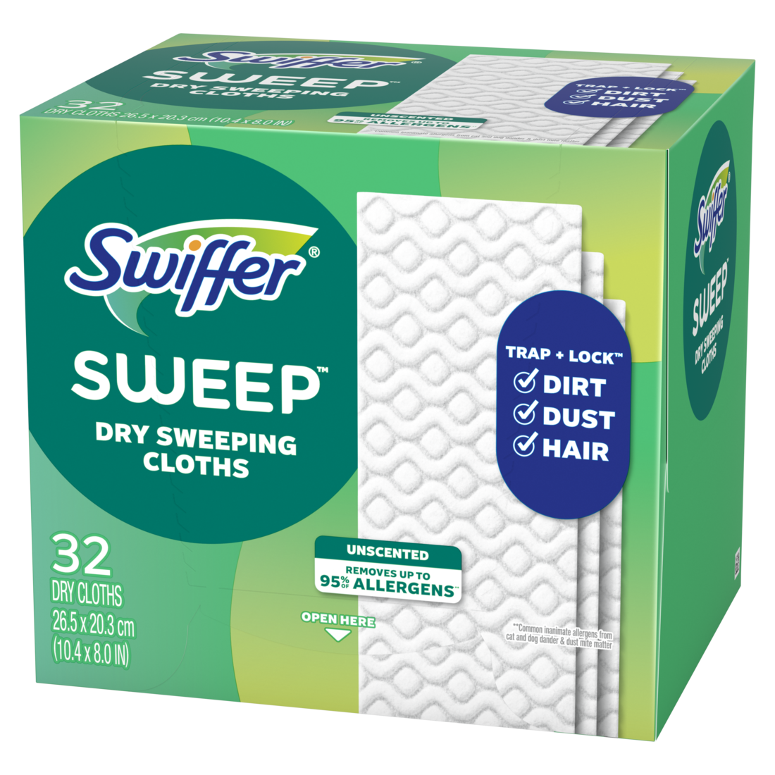Swiffer Sweep + Mop Dry Pads Refill Floor Cleaner Cleaning Cloths Unscented - 32ct/4pk