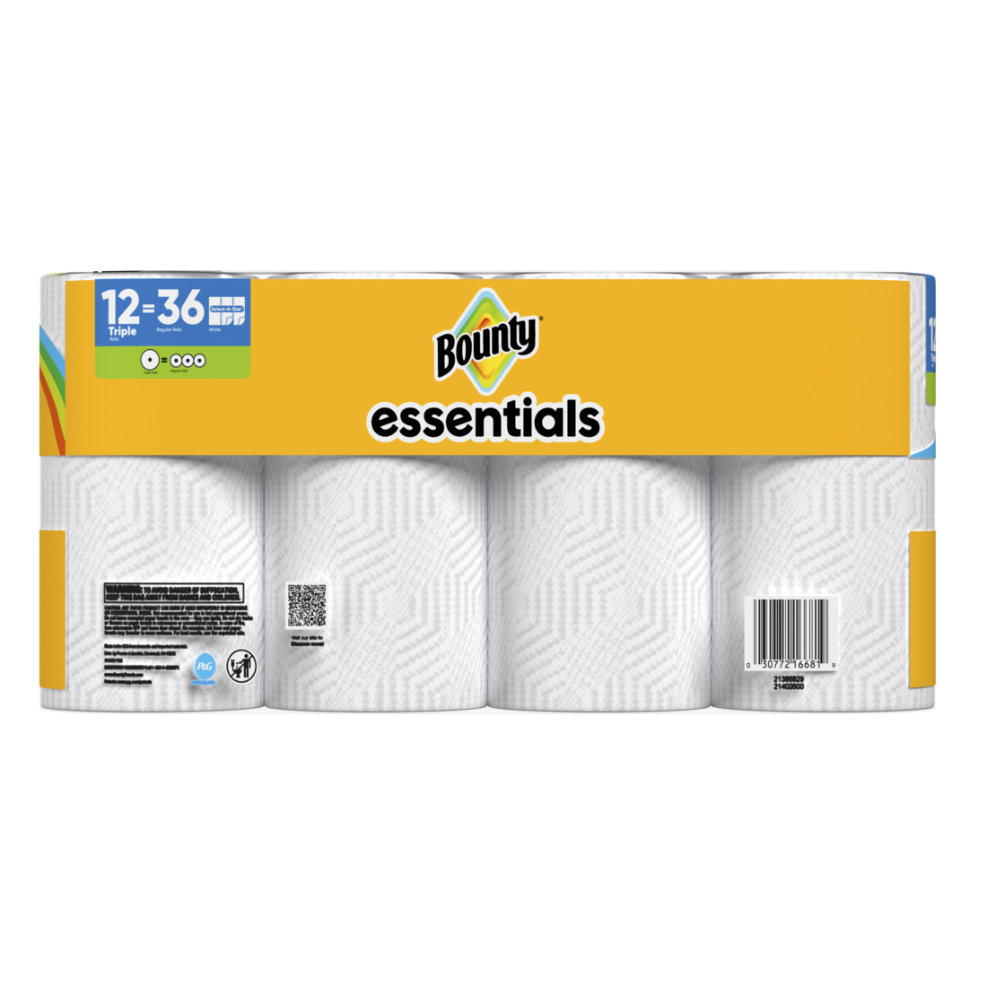 Bounty Paper Towels Essentials Select-A-Size 12 Double Rolls White 162 Sheets Per Roll - 12ct/1pk