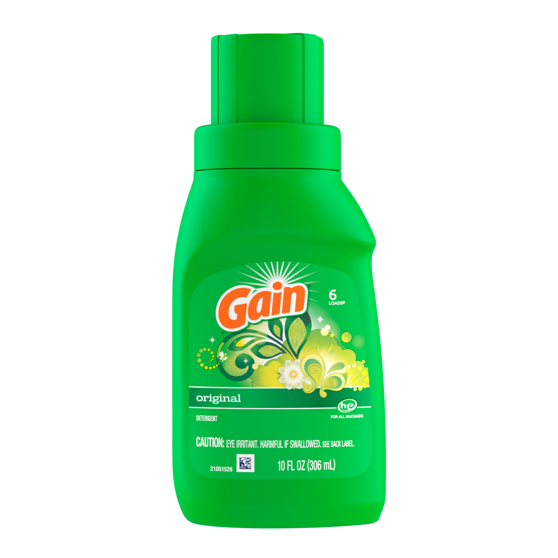 Gain Liquid Laundry Detergent Original Scent 6 Loads Freshness + Odor Fighting High Efficiency Washing Machine Iquid Cleaning Soap - 10oz/12pk