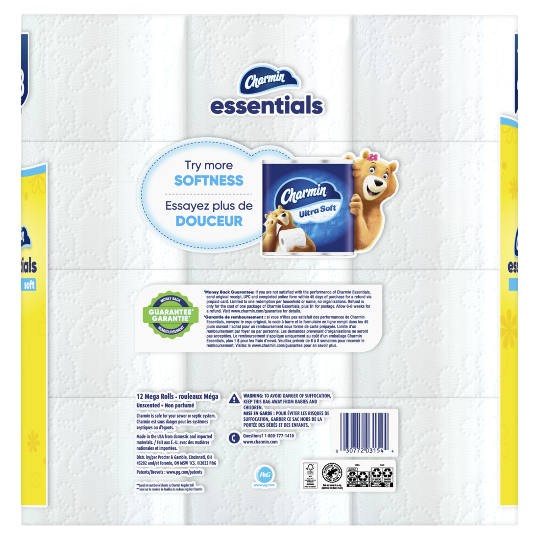 Charmin Essentials Soft Toilet Paper 12 Mega Rolls 330 Sheets Per Roll - 12ct/4pk