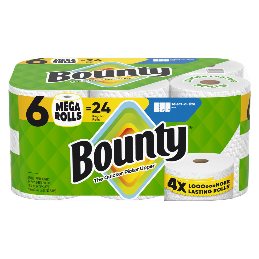 Bounty Paper Towels Select-A-Size White 6 Mega Rolls 164 Sheets Per Roll - 6ct/1pk