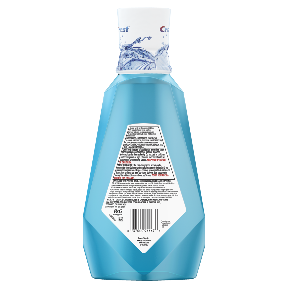 Crest Scope Outlast Mouthwash Cool Peppermint 1L - 33.8oz/6pk