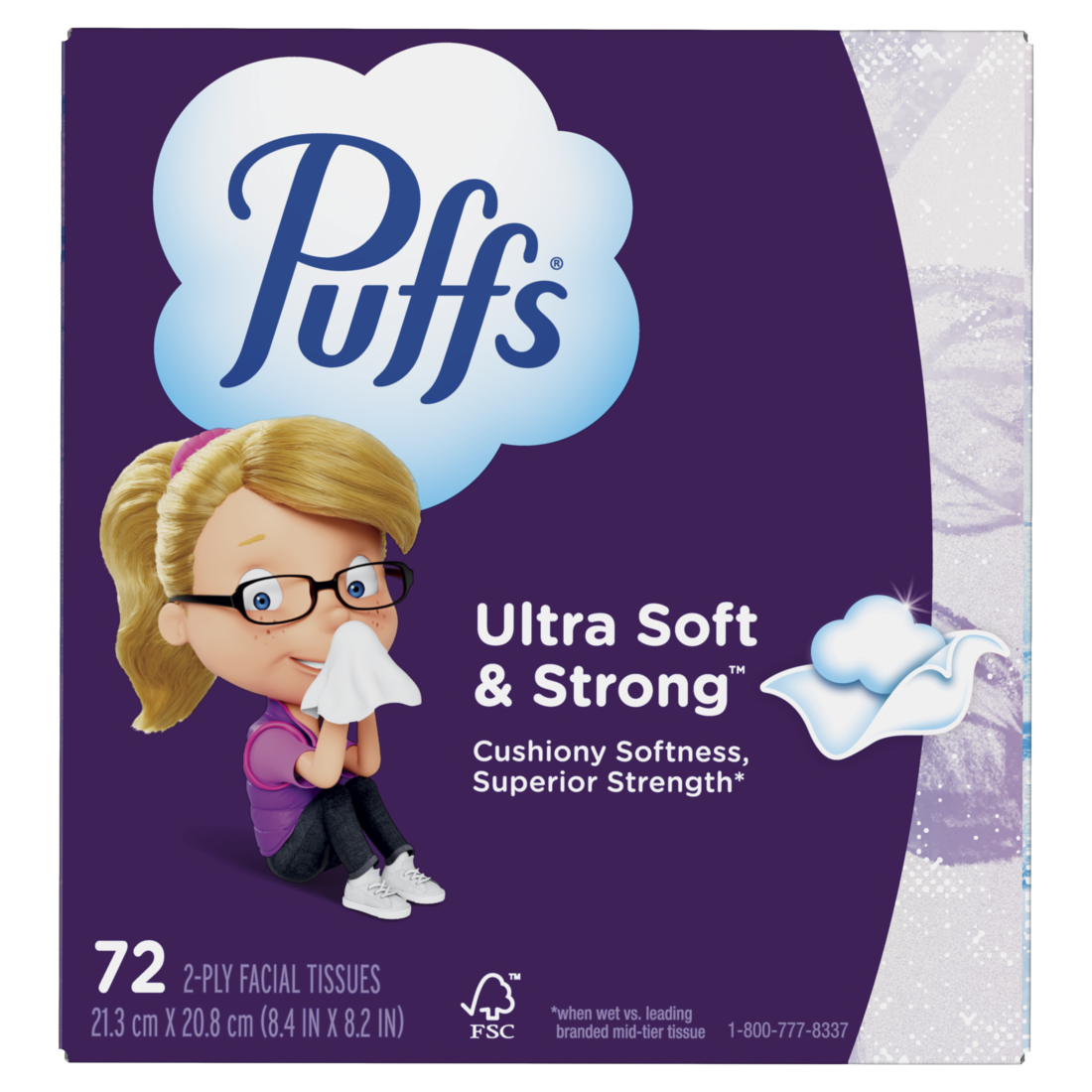 Puffs Ultra Soft Facial Tissues 1 Mega Cube Box 72 Facial Tissues Per Box - 72ct/24pk