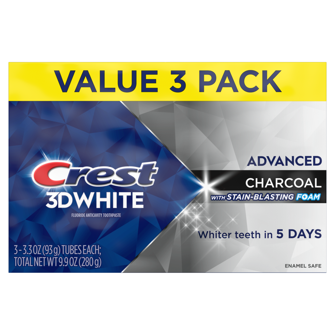 Crest Toothpaste 3DWhite Advanced Teeth Whitening Charcoal - (3x3.3)oz/4pk