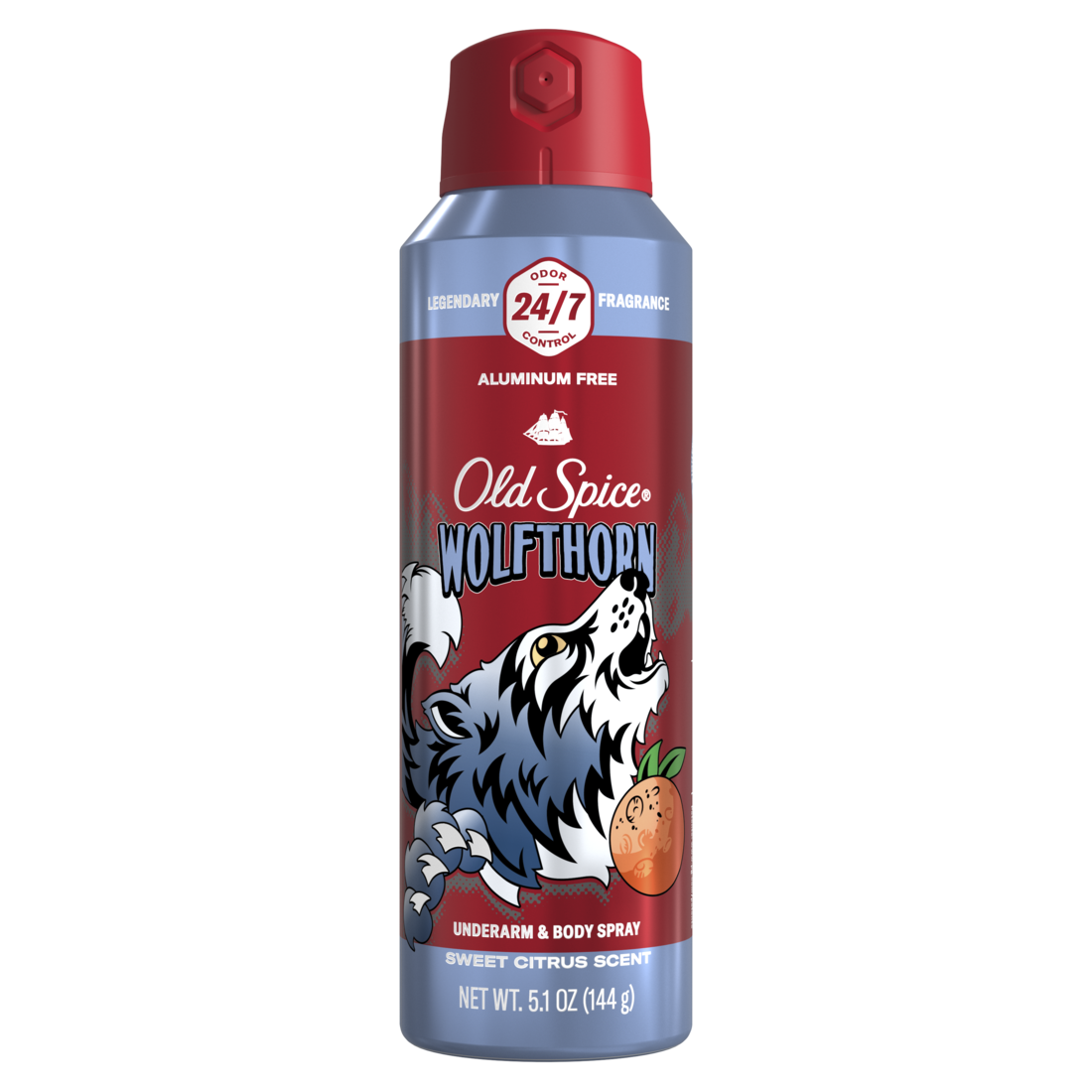Old Spice Aluminum Free Deodorant for Men 24/7 Freshness Body Spray Long Lasting Odor Protection Cologne Quality Fragrance Wolfthorn Sweet Citrus Scent - 5.1oz/12pk