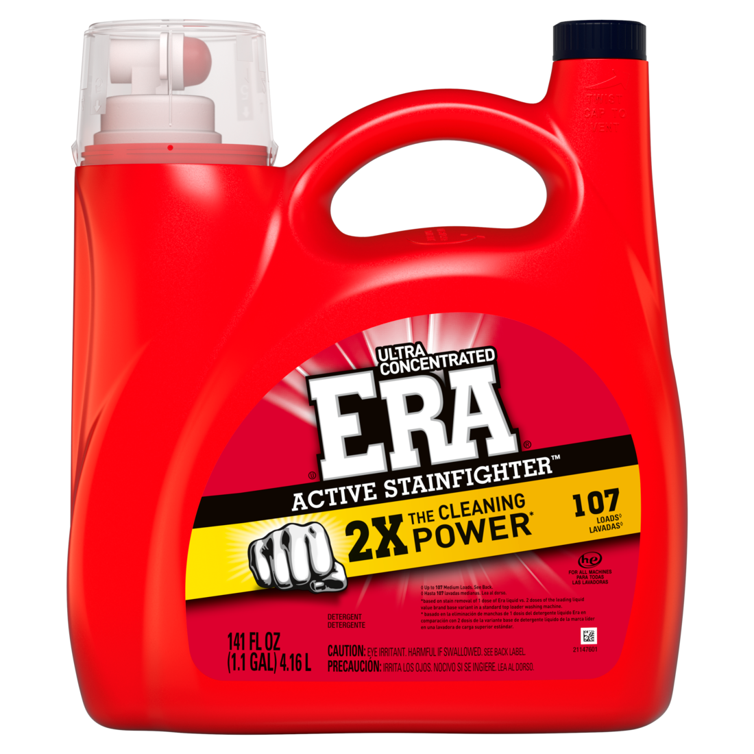 Era 2X Ultra Active Stainfighter Formula Liquid Laundry Detergent 107 Loads - 141oz/4pk