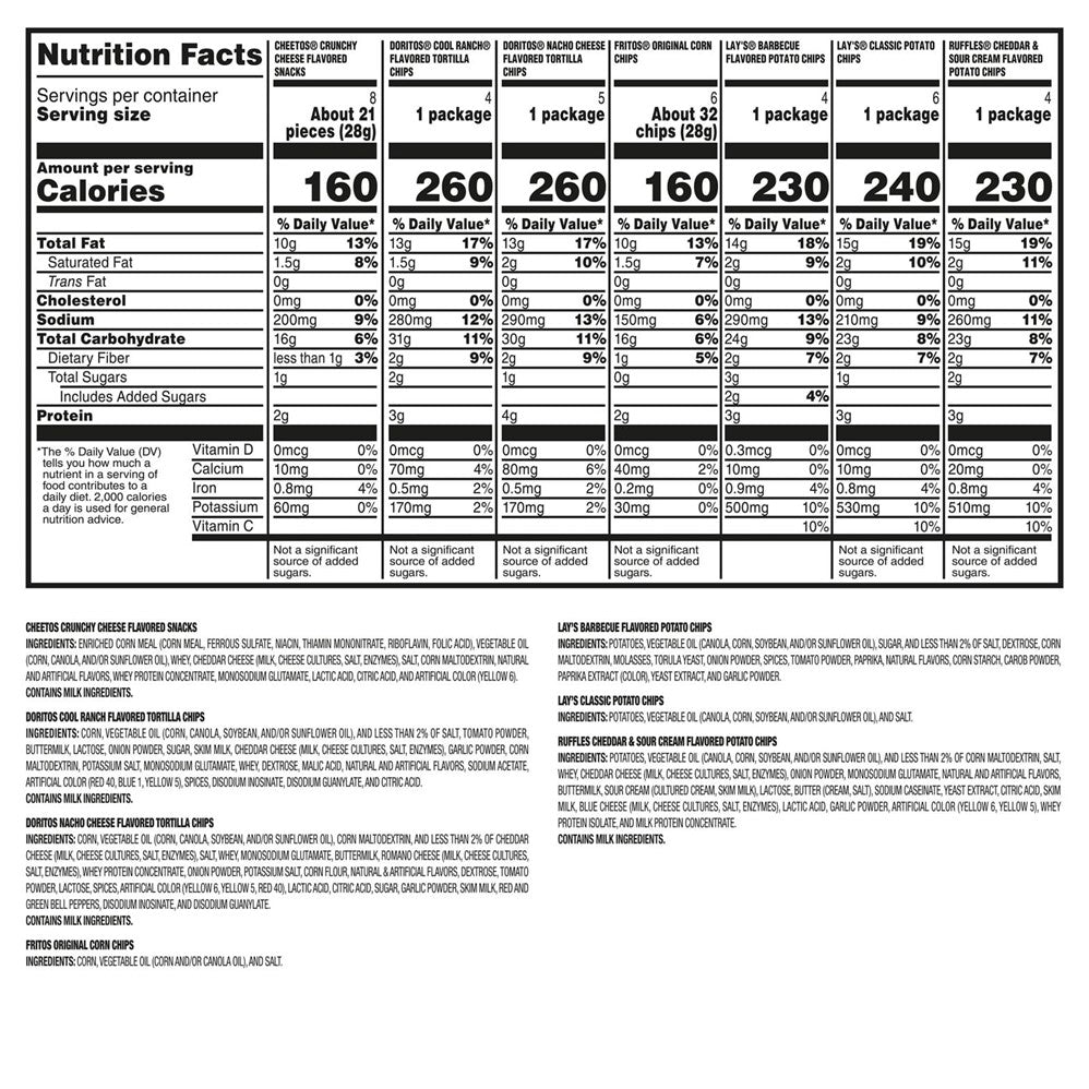 Frito-Lay Variety Pack Chips Total 52.75oz - 30ct/1pk