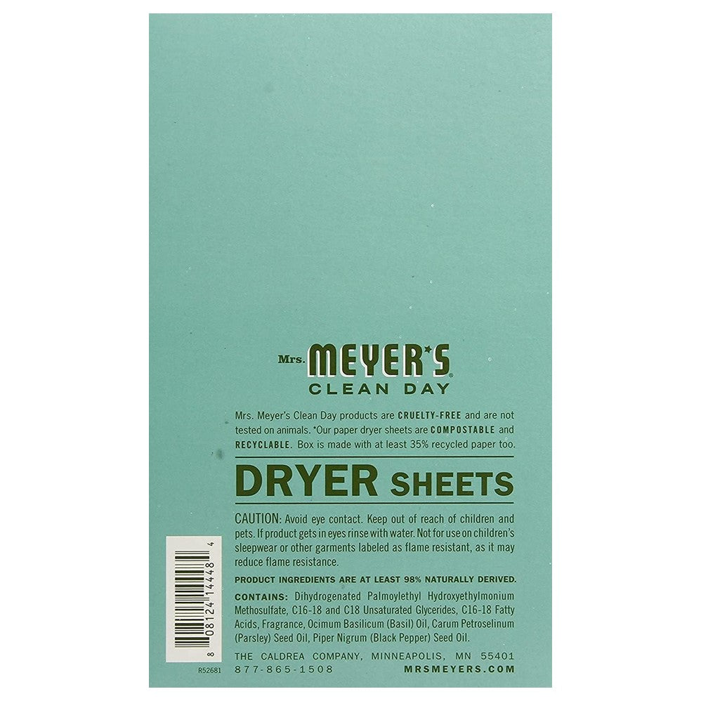 Mrs. Meyer's Dryer Sheets Basil Scent - 80ct/12pk