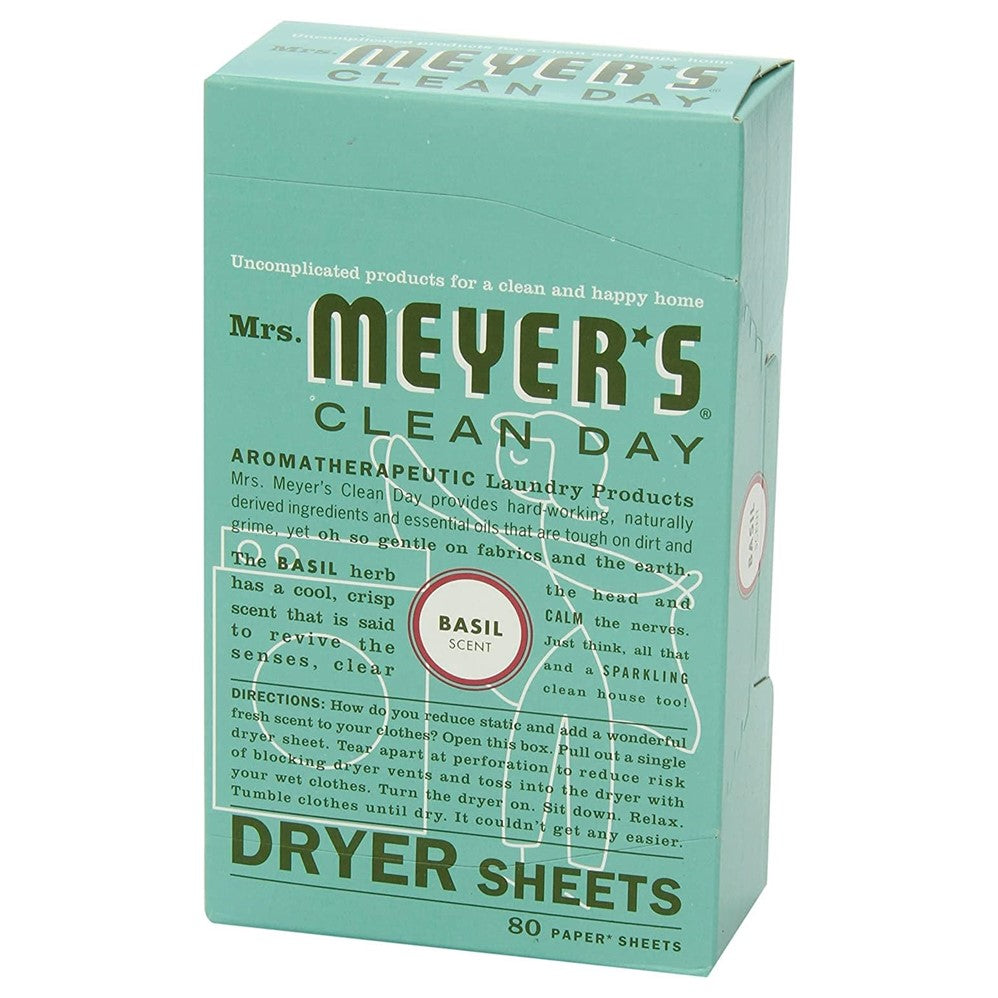 Mrs. Meyer's Dryer Sheets Basil Scent - 80ct/12pk