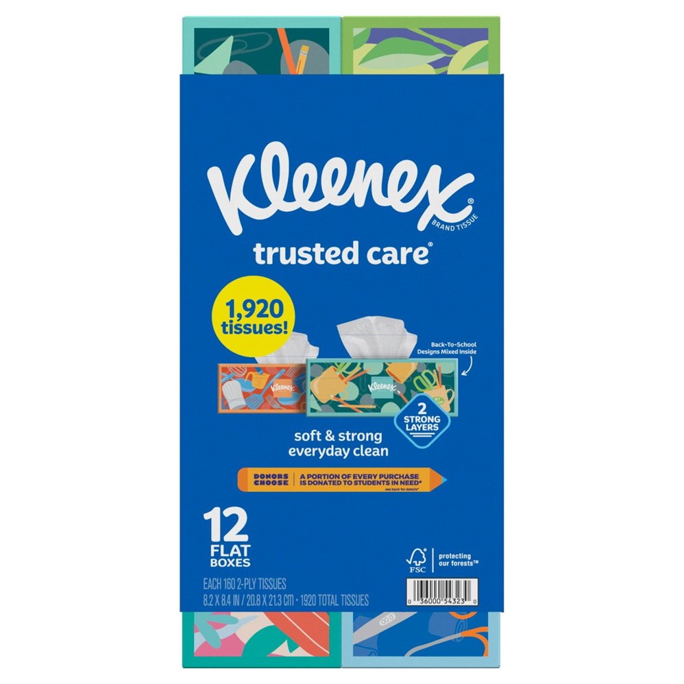 Kleenex Trusted Care 2-ply Facial Tissues - 160ct/12pk