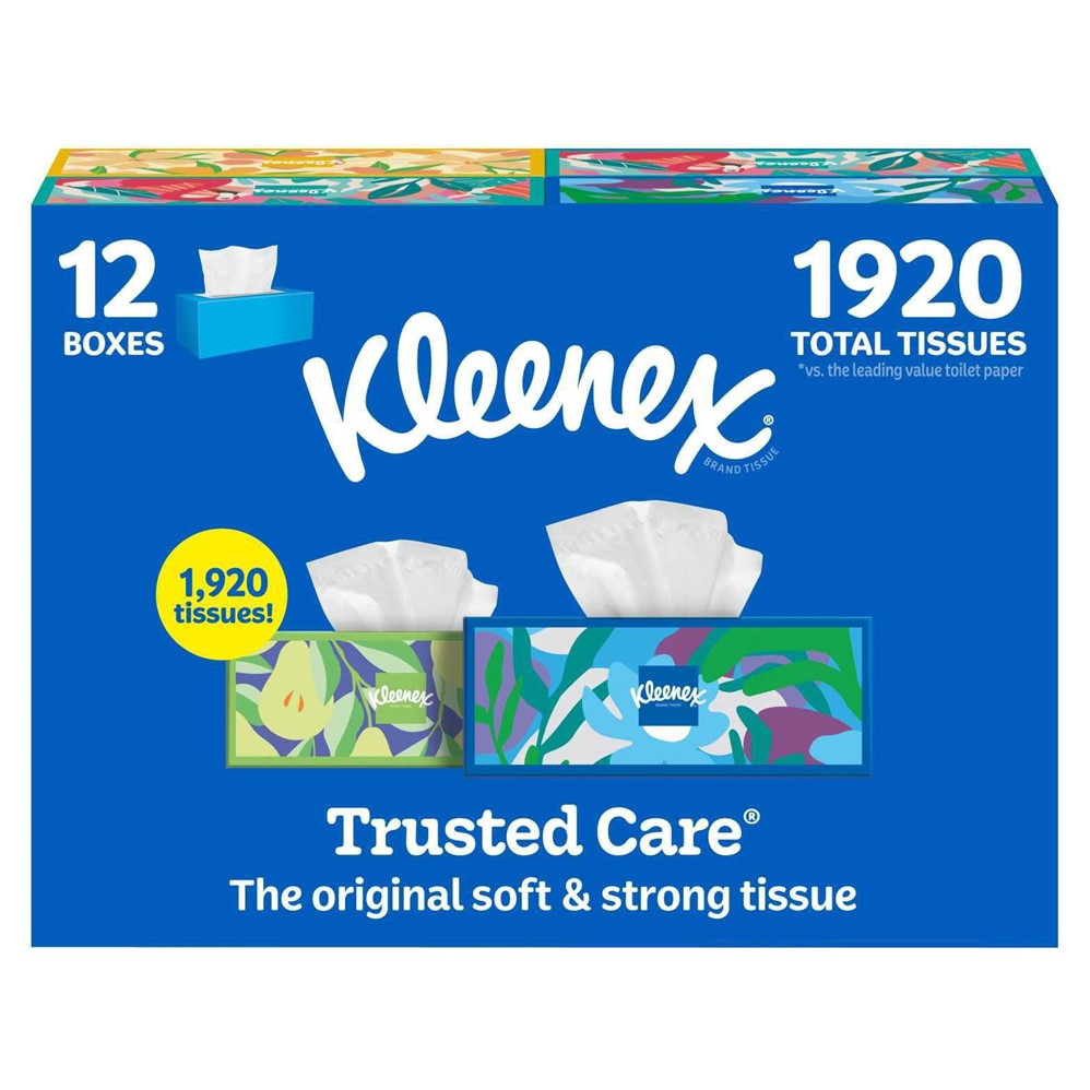 Kleenex Trusted Care 2-ply Facial Tissues - 160ct/12pk