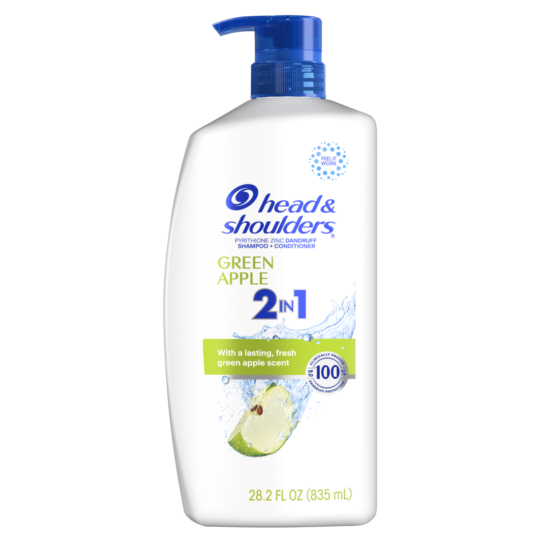 Head and Shoulders 2-in-1 Dandruff Shampoo and Conditioner Anti-Dandruff Treatment Green Apple for Daily Use Paraben Free - 28.2oz/4pk