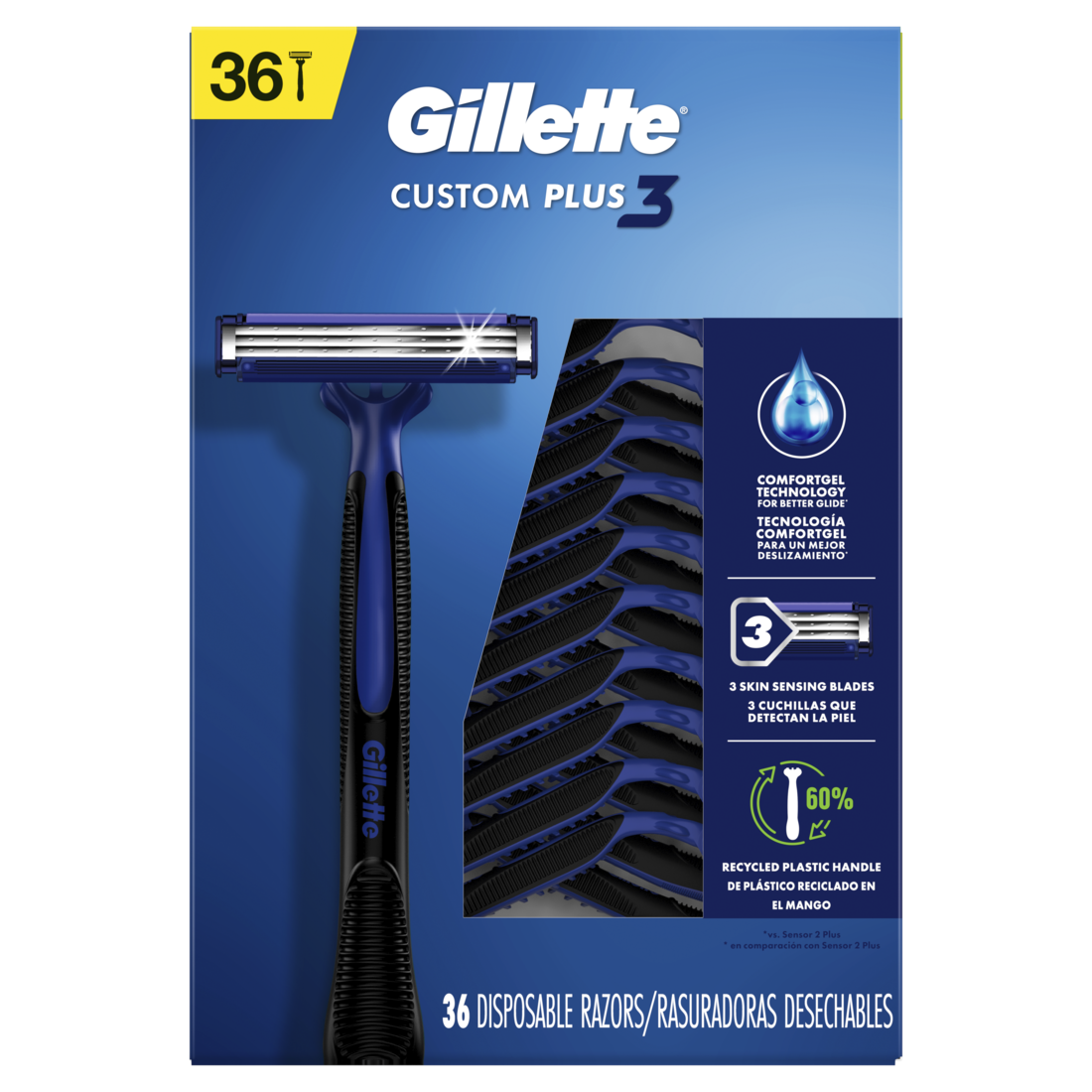 Gillette CustomPlus 3 Disposable Razors - 36ct/300pk