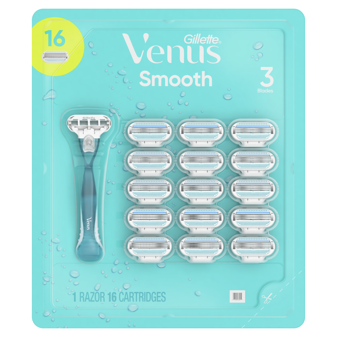 Gillette Venus Smooth Women's Razor - 1 Handle + 16 Refills - (1+16)ct/18pk
