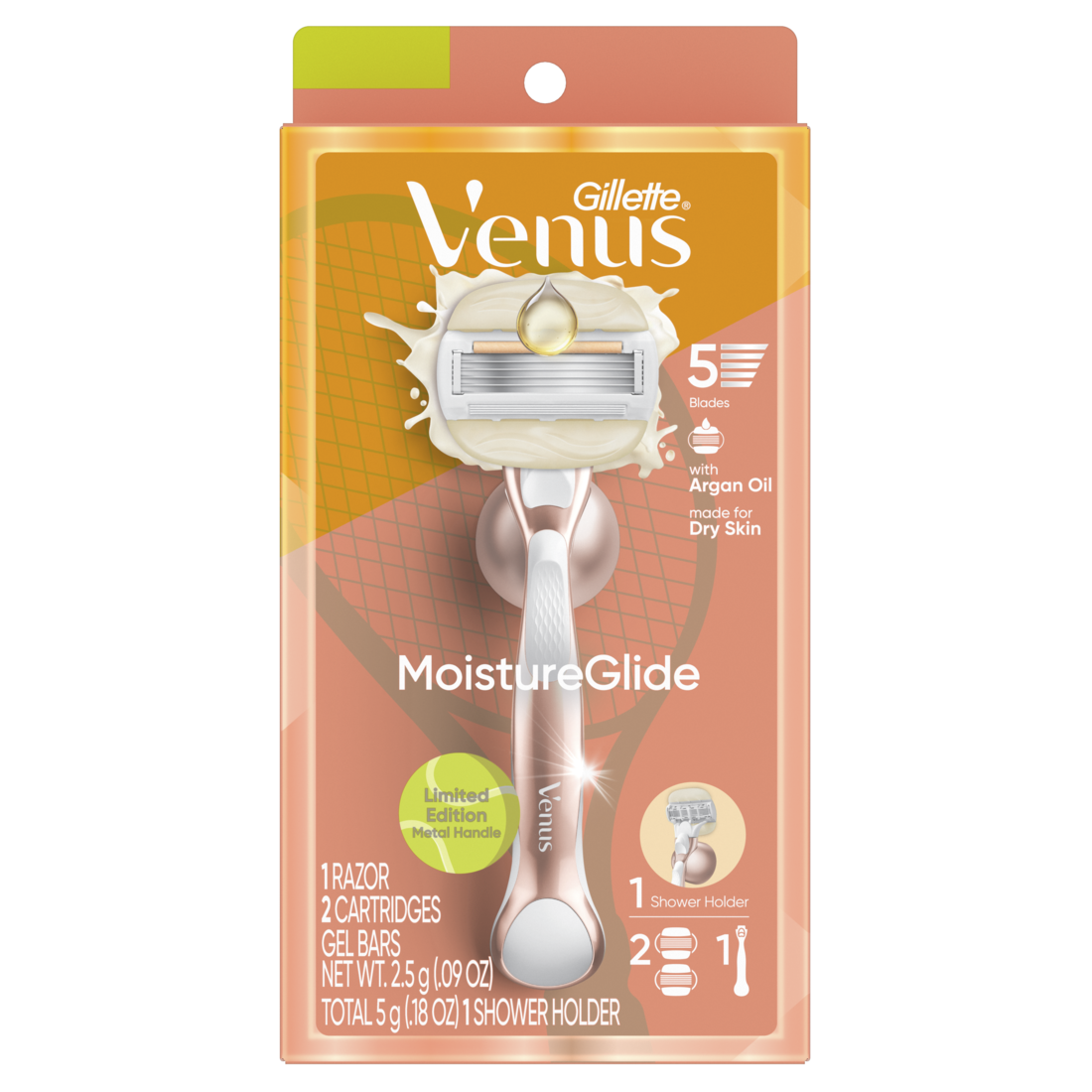 Venus Razor Gold Venus Moistureglide Women's Razor Limited Edition Handle 2 Razor Blade